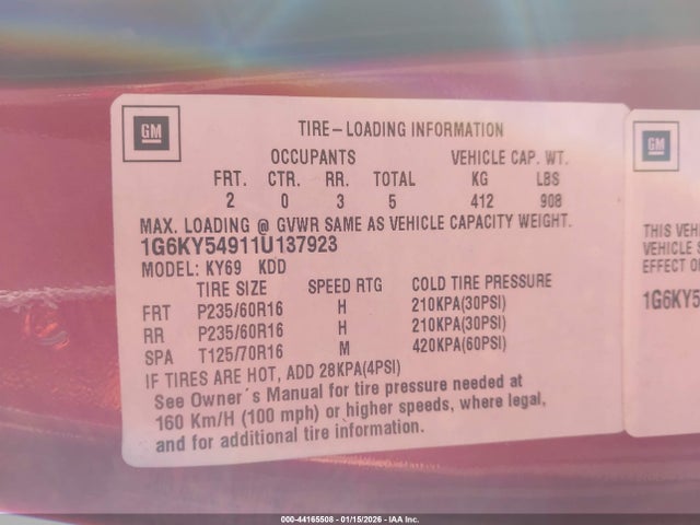 2001 CADILLAC SEVILLE 1G6KY54911U137923 Photo 8