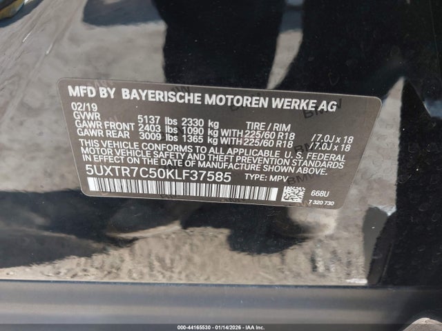 BMW X3 Sdrive30i 2019 5UXTR7C50KLF37585 Image 9