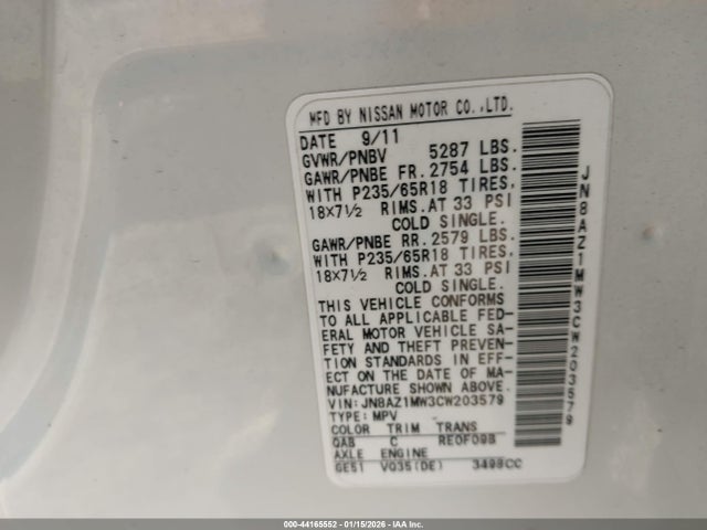 2012 NISSAN MURANO JN8AZ1MW3CW203579 Photo 8