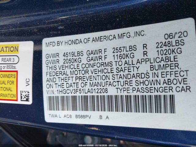 2020 HONDA ACCORD HYBRID 1HGCV3F51LA012208 Photo 8