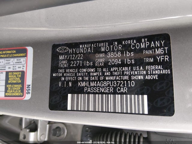 KMHLM4AG8PU372110 Hyundai ELANTRA SEL