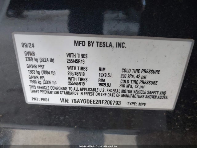 2024 TESLA MODEL Y 7SAYGDEE2RF200793 Photo 8