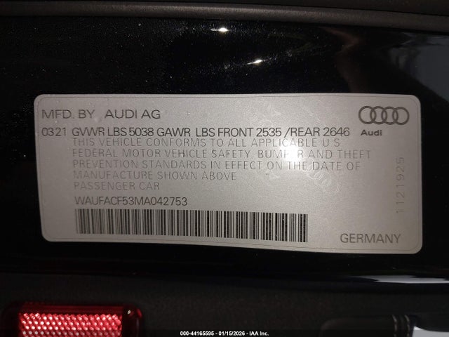 WAUFACF53MA042753 Audi A5 Sportback Premium Plus 45 Tfsi Quattro S Tronic
