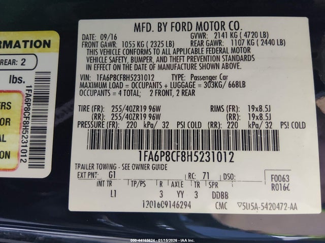 Продаж на аукціоні авто 2017 Ford Mustang Gt Premium, vin: 1FA6P8CF8H5231012, номер лоту: 44165624