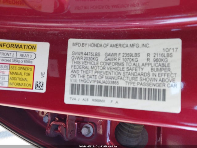 1HGCV1F94JA033865 Honda Accord Touring