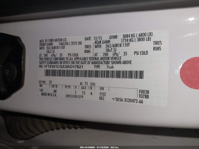 1FTEW1CGXGKD17821 Ford F-150 Xlt