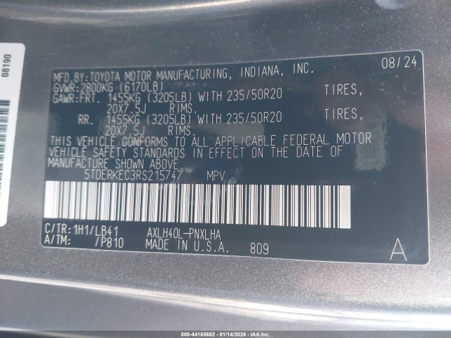 Toyota Sienna Platinum 2024 5TDERKEC3RS215747 Image 9