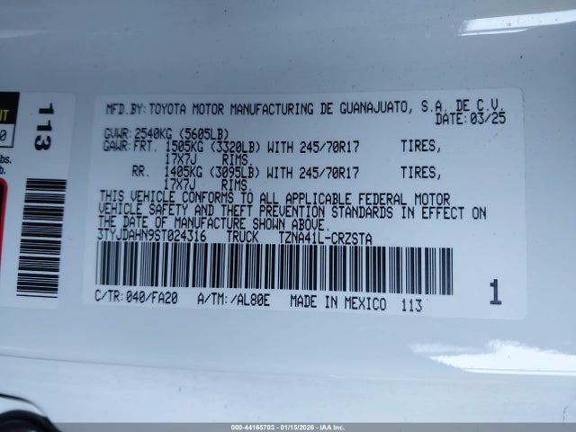 Toyota Tacoma Sr 2025 3TYJDAHN9ST024316 Image 9