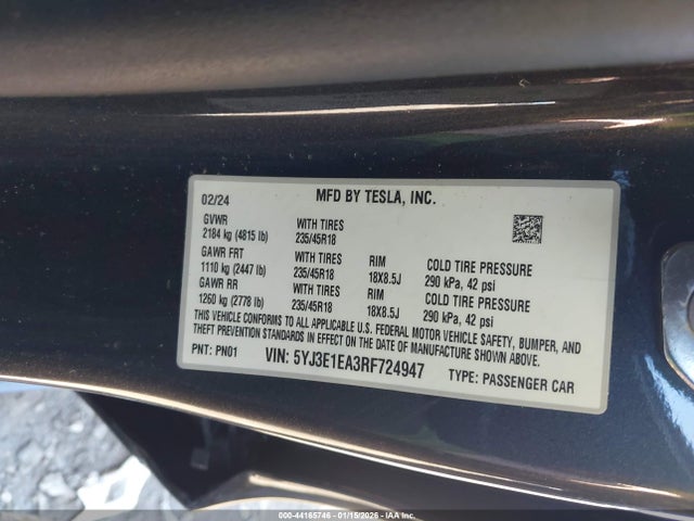 2024 TESLA MODEL 3 5YJ3E1EA3RF724947 Photo 8