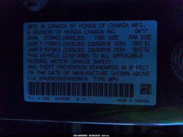 Honda Cr-v Touring 2017 2HKRW2H97HH638474 Image 9