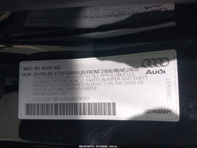 2009 AUDI A5 WAUDK78T59A002690 Photo 8