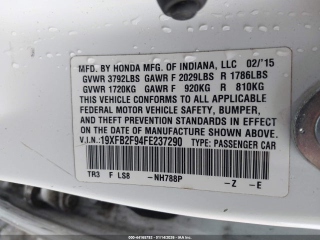 Honda Civic Ex-l 2015 19XFB2F94FE237290 Image 9