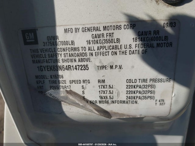 2004 CADILLAC ESCALADE 1GYEK63N64R147235 Photo 8