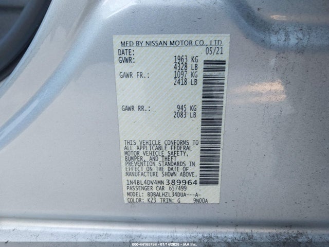2021 NISSAN ALTIMA 1N4BL4DV4MN389964 Photo 8