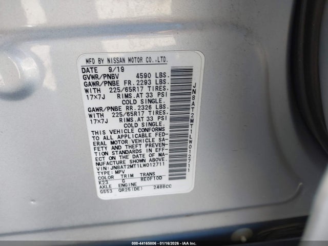 JN8AT2MT1LW012711 Nissan Rogue Sv Fwd