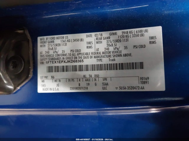 1FTEX1EPXJKD68365 Ford F-150 Xl