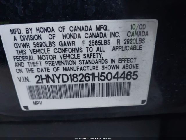 2001 ACURA MDX 2HNYD18261H504465 Photo 8