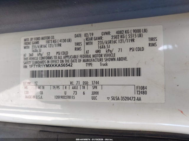 1FTYR1YMXKKA56542 Ford Transit-250