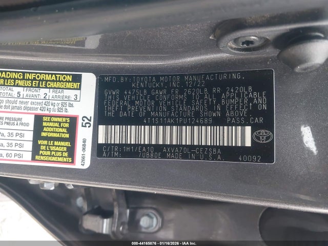 4T1S11AK1PU124689 Toyota CAMRY SE