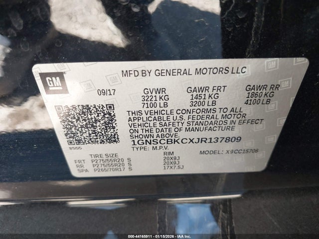 1GNSCBKCXJR137809 Chevrolet Tahoe Lt