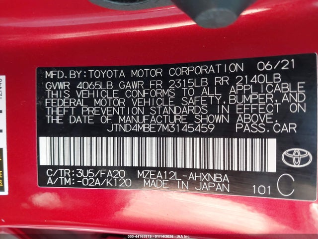 Toyota COROLLA SE 2021 JTND4MBE7M3145459 Image 9