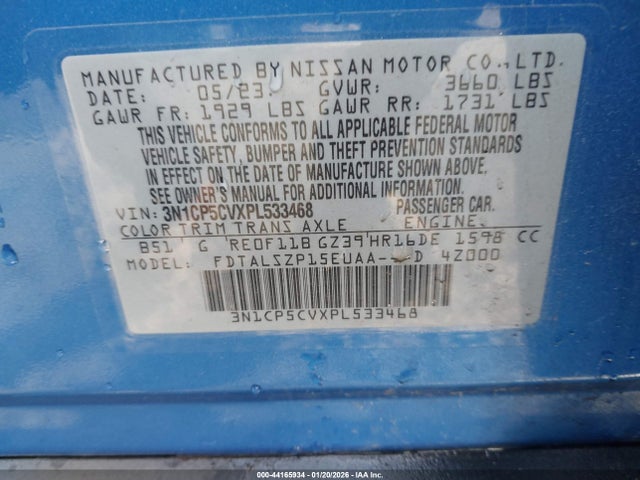 3N1CP5CVXPL533468 Nissan Kicks Sv Xtronic Cvt