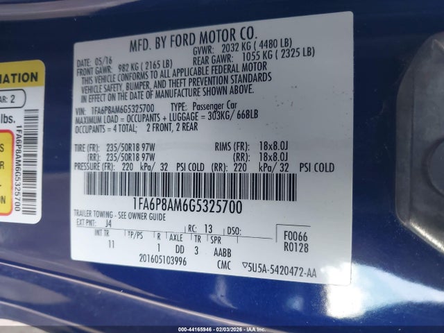Ford Mustang V6 2016 1FA6P8AM6G5325700 Image 9