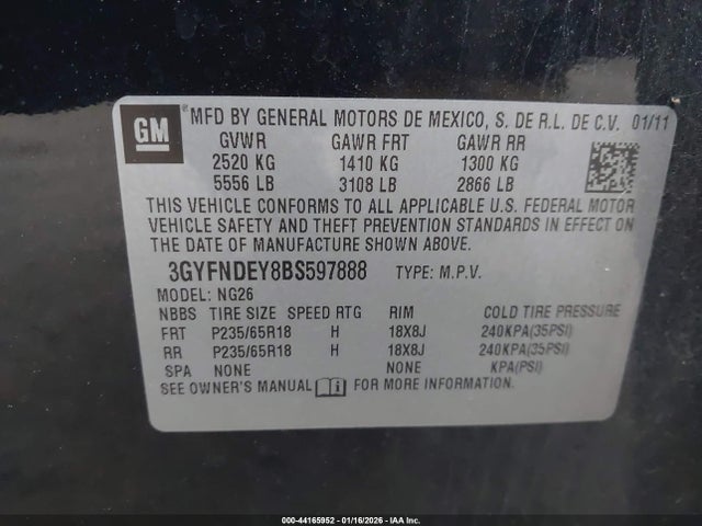 2011 CADILLAC SRX 3GYFNDEY8BS597888 Photo 8
