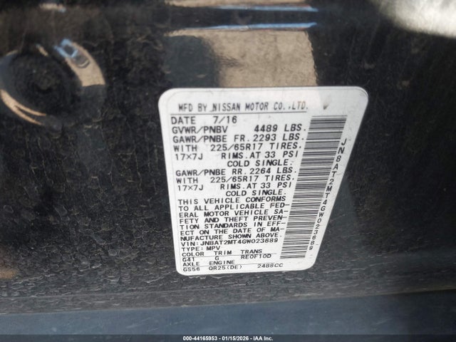 JN8AT2MT4GW023689 Nissan ROGUE S