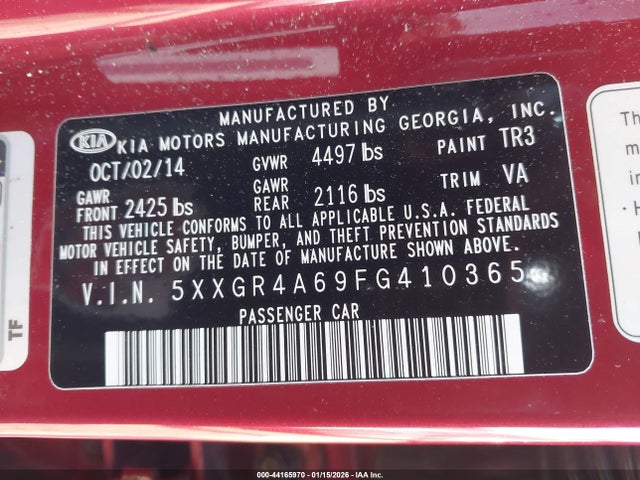 5XXGR4A69FG410365 KIA Optima Sx Turbo