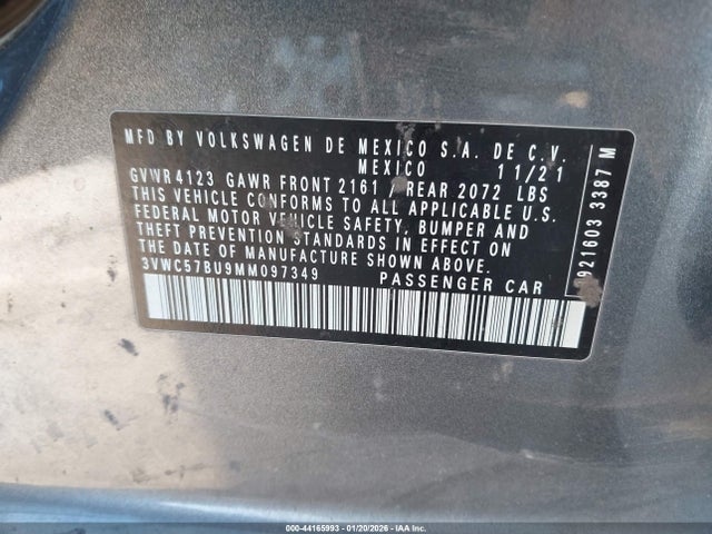3VWC57BU9MM097349 Volkswagen Jetta 1.4t R-line/1.4t S/1.4t Se