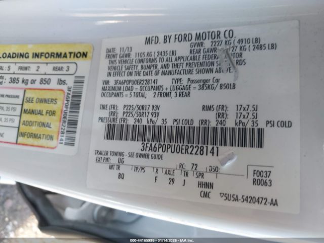 2014 FORD FUSION ENERGI 3FA6P0PU0ER228141 Photo 8