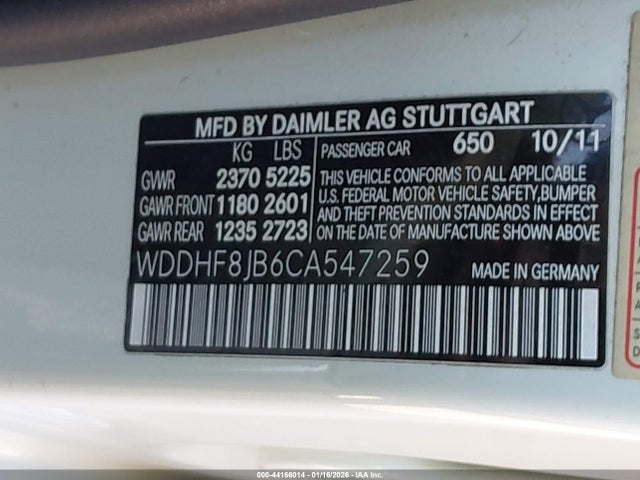 44166014 :رقم المزاد ، WDDHF8JB6CA547259 vin ، 2012 Mercedes-benz E 350 4matic مزاد بيع