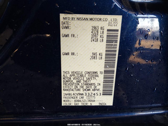 Nissan Altima Sr Fwd 2022 1N4BL4CV9NN332453 Image 9