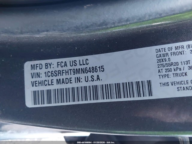 Продаж на аукціоні авто 2021 Ram 1500 Limited  4x4 5'7 Box, vin: 1C6SRFHT9MN648615, номер лоту: 44166064