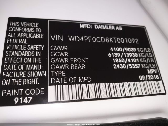 2019 MERCEDES-BENZ SPRINTER 2500 WD4PF0CD8KT001092 Photo 8