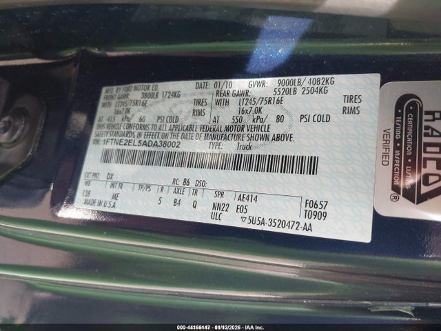 2010 FORD E-250 1FTNE2EL5ADA38002 Photo 8