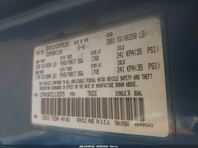 Aukcja sprzedaży 2002 Dodge Ram 1500 St, vin: 1D7HA16K72J132979, numer aukcji: 44166180