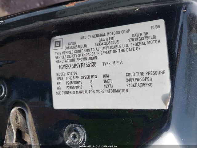 2000 CADILLAC ESCALADE 1GYEK13R9YR135138 Photo 8