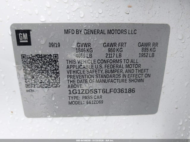 Продаж на аукціоні авто 2020 Chevrolet Malibu Fwd Lt, vin: 1G1ZD5ST6LF036186, номер лоту: 44166259
