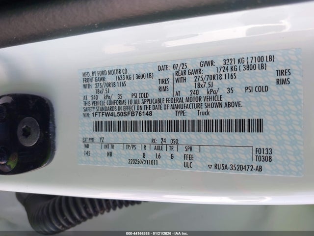 Ford F-150 Tremor 2025 1FTFW4L50SFB76148 Image 9