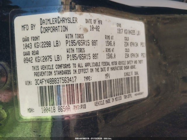 2003 CHRYSLER PT CRUISER 3C4FY48B83T563417 Photo 8