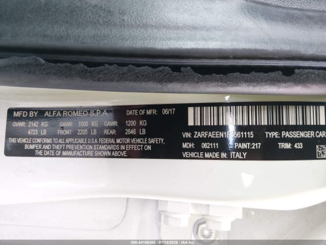 2017 ALFA ROMEO GIULIA ZARFAEEN1H7561115 Photo 8