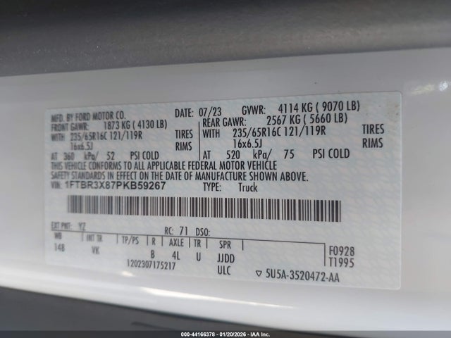 1FTBR3X87PKB59267 Ford Transit-250 Cargo Van