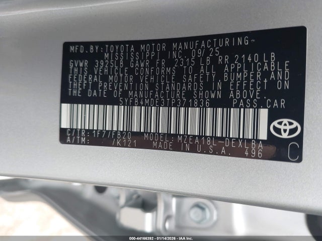 Toyota COROLLA LE 2026 5YFB4MDE3TP371836 Image 9