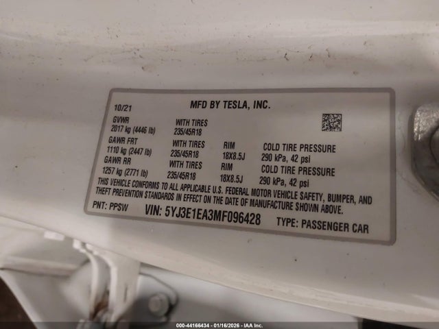 2021 TESLA MODEL 3 5YJ3E1EA3MF096428 Photo 8