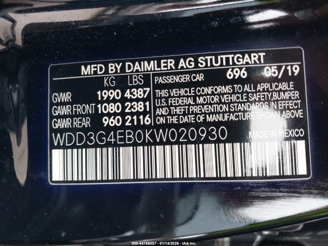 Продажа на аукционе авто 2019 Mercedes-benz A 220, vin: WDD3G4EB0KW020930, номер лота: 44166457