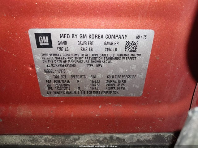 Chevrolet Trax Lt 2015 KL7CJRSB5FB214585 Image 9