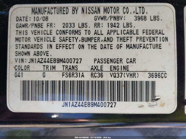 2009 NISSAN 370Z JN1AZ44E89M400727 Photo 8