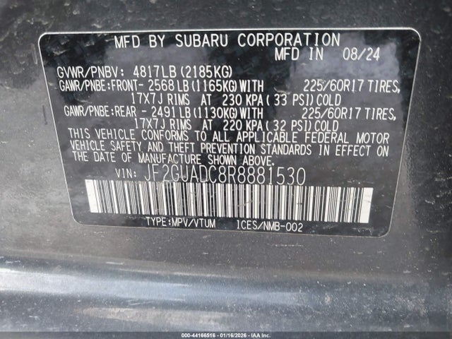 2024 SUBARU CROSSTREK JF2GUADC8R8881530 Photo 8